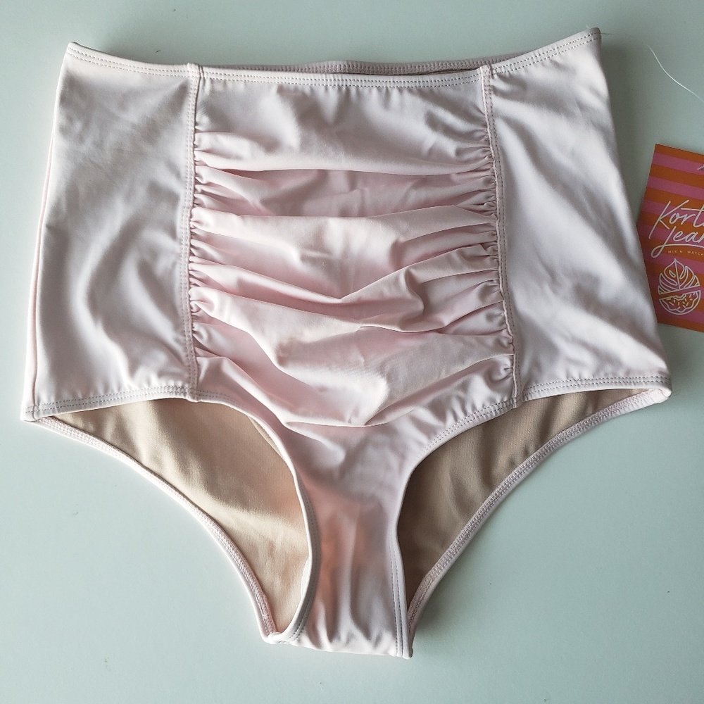 Ruched Blush Pink Swim Bottoms